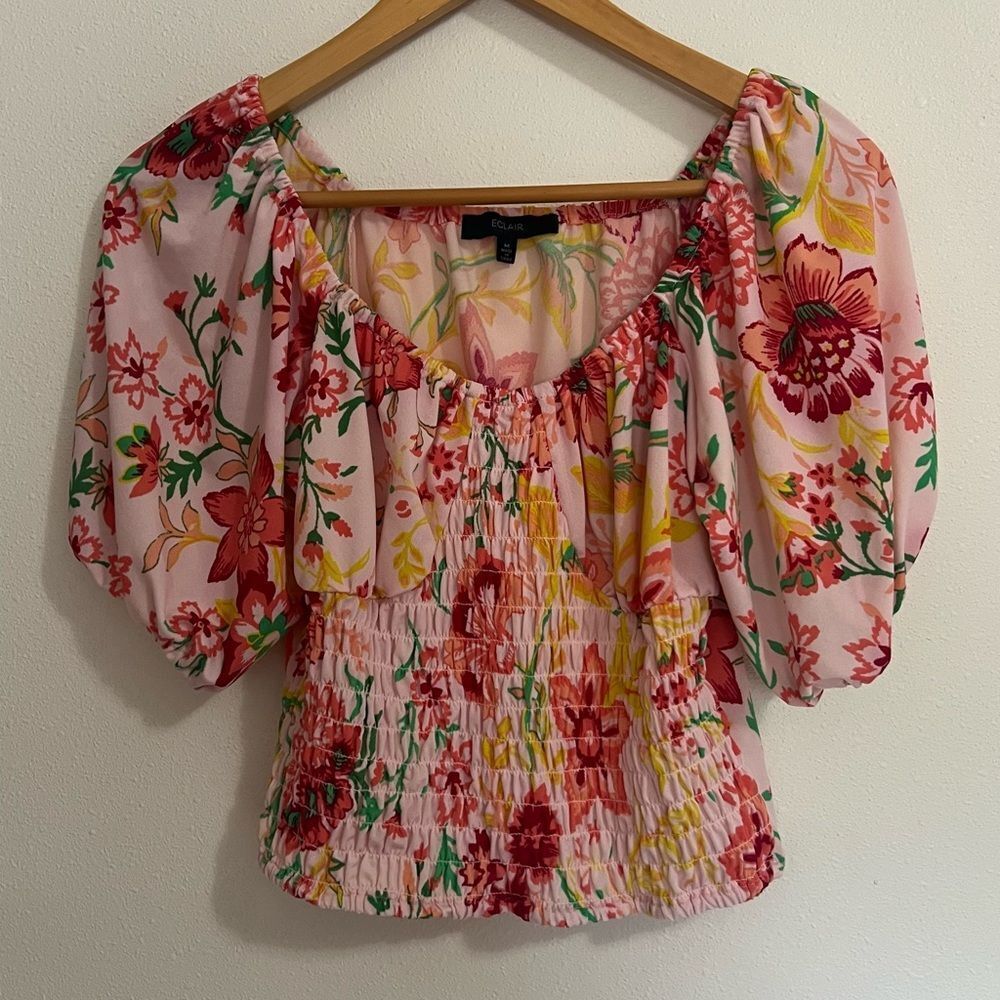 ECLAIR cropped floral top women’s size medium M
